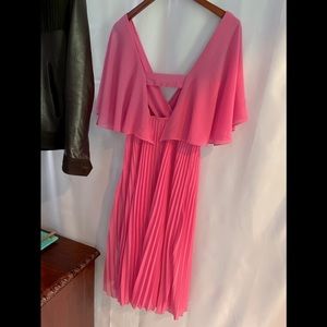 Sherbet Pink Pleated Midi Dress